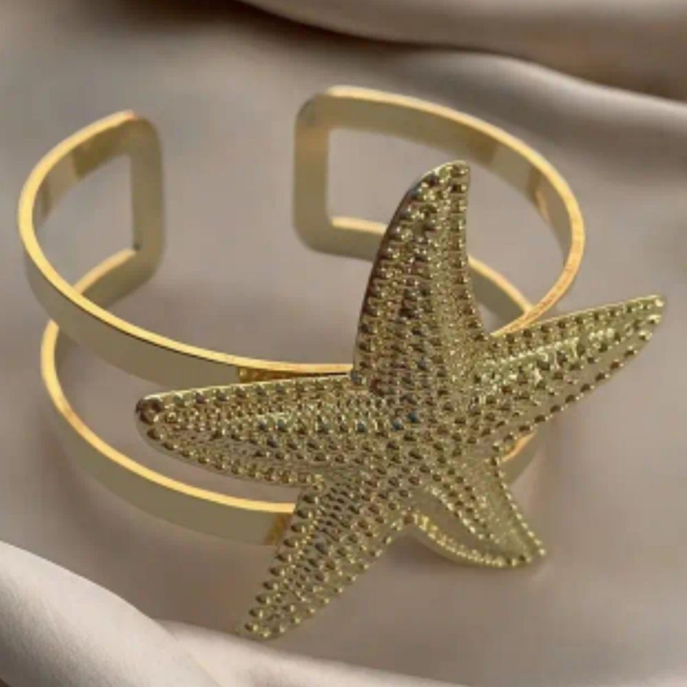 Gold Starfish Cuff Bracelet